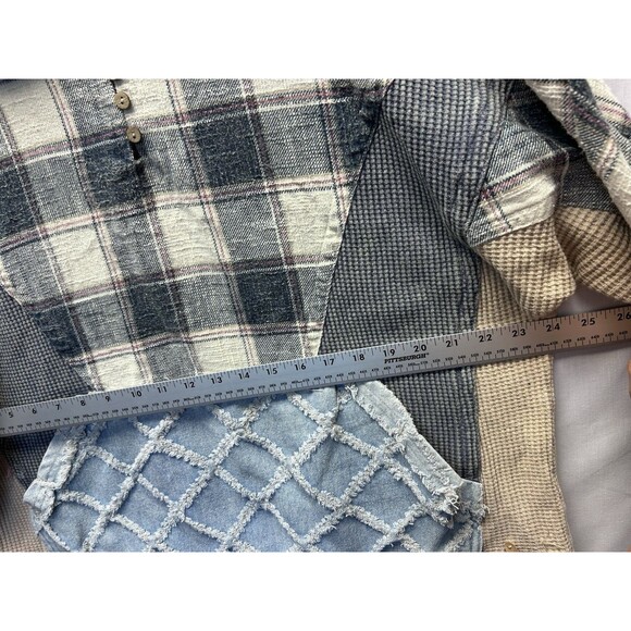 BKE Buckle Henley Pullover Hoodie Plaid Textured Women’s Large - Picture 10 of 12